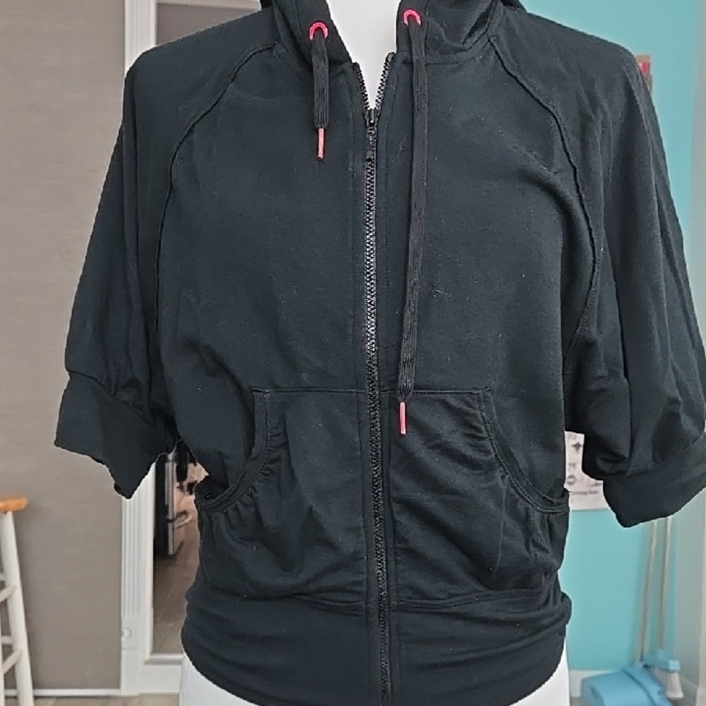 Victoria's Secret Black Activewear Top with Pink Trim
